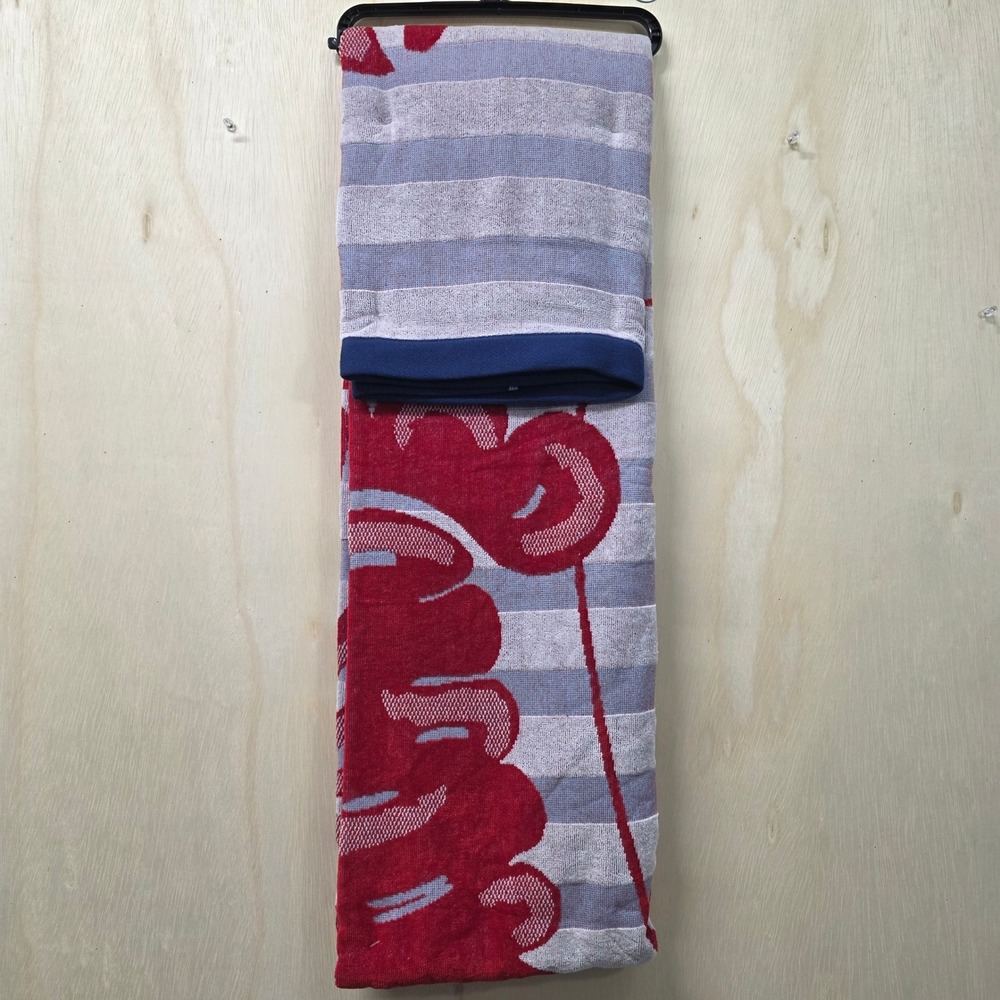 Better Homes & Gardens Luxury Beach Towel Red Lobster Blue Striped 38x72 NEW